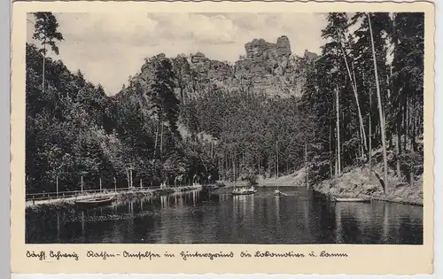 (103183) AK Sächsische Schweiz, Rathen, Amselsee m. Lokomotive u. Lamm, 1936