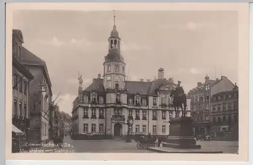(103133) Foto AK Crimmitschau, Marktplatz mit Rathaus, 1949