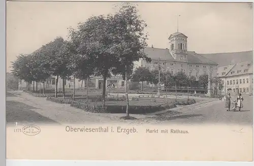 (103128) AK Oberwiesenthal, Markt mit Rathaus, um 1900