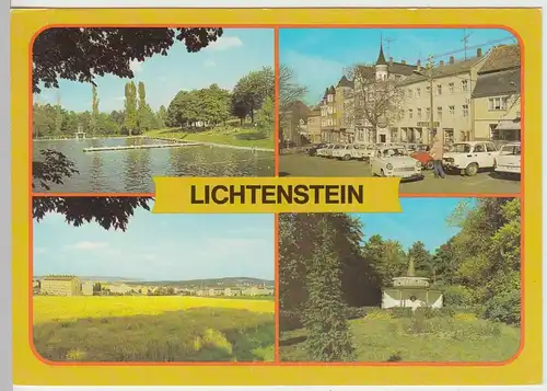 (102976) AK Lichtenstein, Sachsen, Mehrbildkarte, Bad, Neubauten, Markt 1987