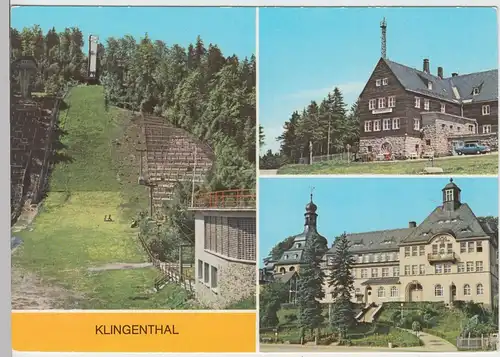 (102864) AK Klingenthal, Sachsen, Mehrbildkarte, Große Aschbergschanze, Rathaus