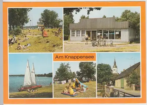 (102850) AK Knappensee, Oberlausitz, Mehrbildkarte, Kaufhalle, Kirche, Liegewies