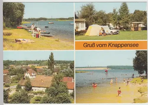 (102848) AK Knappensee, Oberlausitz, Mehrbildkarte, Strand, Campingplatz 1988