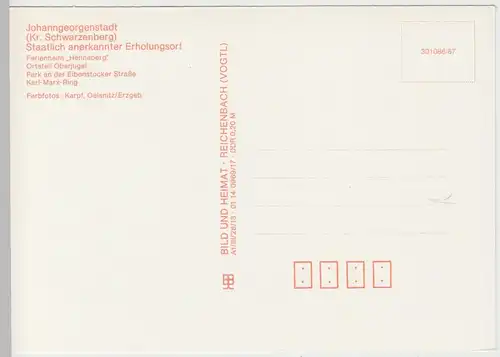 (102754) AK Johanngeorgenstadt, Mehrbildkarte, Henneberg, Oberjugel, Park 1987