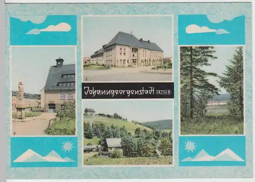 (102752) AK Johanngeorgenstadt, Mehrbildkarte, Unterjugel, Farbmühle, Post, 1964