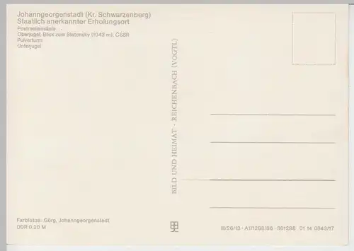 (102751) AK Johanngeorgenstadt, Mehrbildkarte, Oberjugel, Pulverturm, 1986