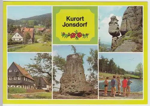 (102740) AK Jonsdorf, Sachsen, Mehrbildkarte, Drehe, Hennigsäule, Orgel, 1988