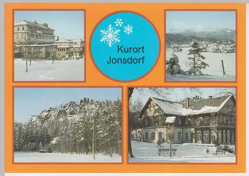 (102739) AK Jonsdorf, Sachsen, Mehrbildkarte, Wintermotive, Buchberg, 1988