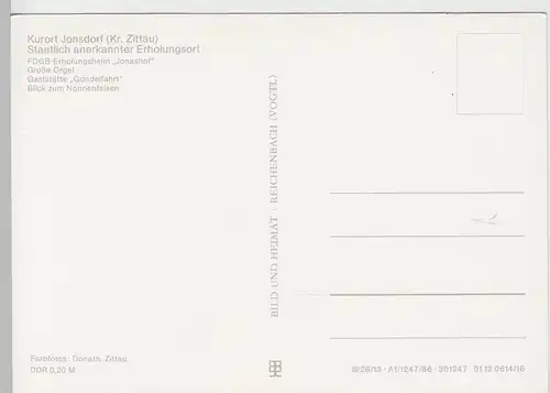 (102738) AK Jonsdorf, Sachsen, Mehrbildkarte, Große Orgel, Jonashof, 1986