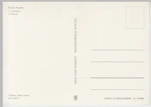 (102691) AK Kurort Hartha, Mehrbildkarte, Kurpark, Kurhaus 1975