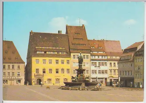 (102365) AK Freiberg, Obermarkt mit Brunnen "Otto der Reiche", 1983