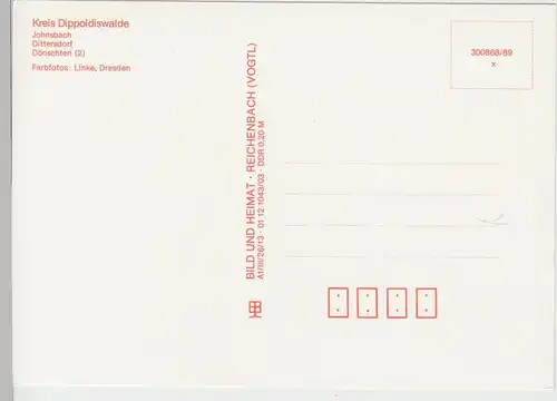 (102219) AK Osterzgebirge, Johnsbach, Dittersdorf, Dönschten, Mehrbildkarte 1989