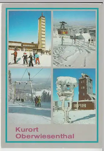 (101966) AK Oberwiesenthal, Mehrbildkarte Wintermotive, Drahtseilbahn 1988