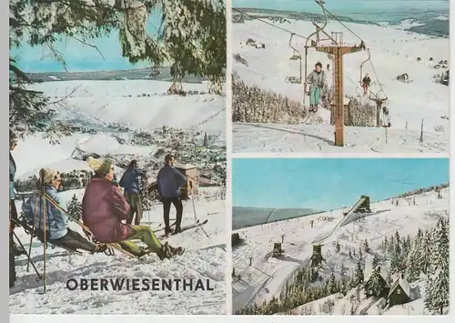 (101955) AK Oberwiesenthal, Mehrbildkarte Sprungschanze, Sessellift 1969