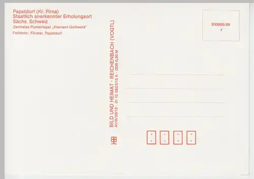 (101922) AK Papstdorf (Gohrisch), Pionierlager "Klement Gottwald" 1989