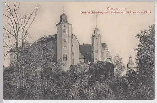 (101732) AK Glauchau, Gräflich Schönburgsches Schloss, Neujahrskarte 1907