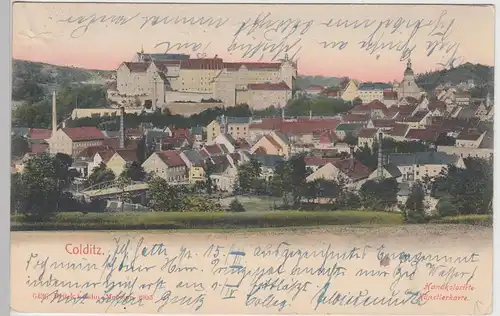 (101223) AK Colditz, Stadtansicht mit Schloss, um 1905