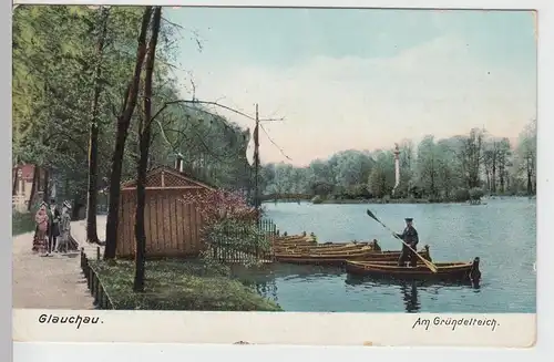 (101198) AK Glauchau, Sachsen, Gründelteich, Ruderboote 1913
