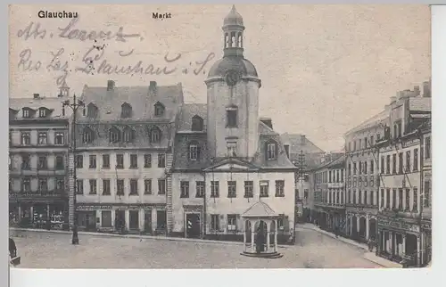 (101194) AK Glauchau, Sachsen, Markt, Rathaus, Feldpost 1919