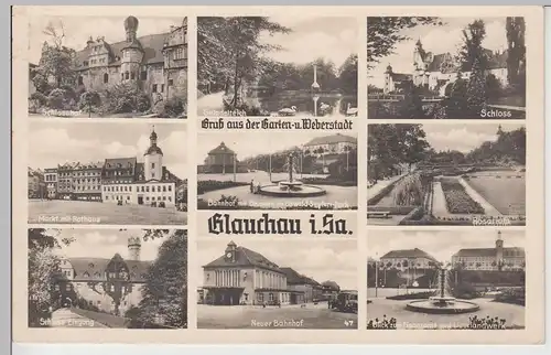 (101185) Foto AK Glauchau, Sachsen, Finanzamt, Überlandwerk, Bahnhof, Rosarium,