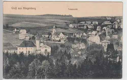 (101142) AK Gruß aus Klingenberg, Sachsen, Panorama mit Kirchen 1918