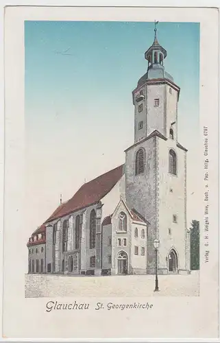 (100665) AK Glauchau, St. Georgenkirche, vergoldete Fenster, um 1905