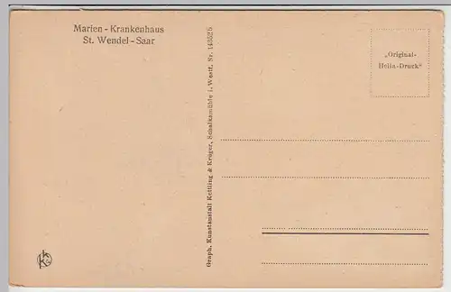 (45811) AK St. Wendel, Marien Krankenhaus, Flur m. Treppenhaus, vor 1945