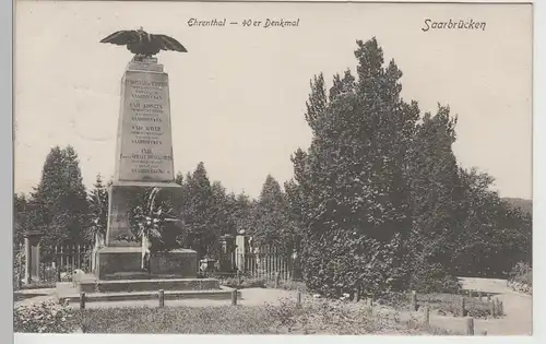 (79074) AK Saarbrücken, Ehrenthal, 40er Denkmal, 1907