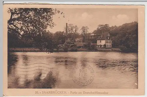 (50819) AK Saarbrücken, Partie am Deutschmühlenweiher, 1926
