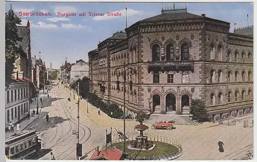 (41988) AK Saarbrücken, Bergamt mit Trierer Straße 1919