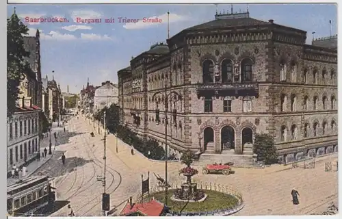 (3743) AK Saarbrücken, Bergamt mit Trierer Straße 1919