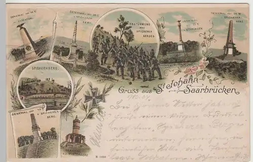 (81875) AK Gruss aus St. Johann Saarbrücken, Mehrbild Litho 1904