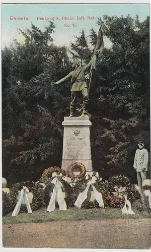 (112784) AK Saarbrücken, Denkmal 8. Rhein. Inft. reg. 70 im Ehrental, 1911