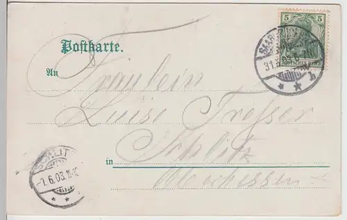 (109275) AK Gruß aus dem Ehrental, Saarbrücken, St. Johann, Friedhof 1903