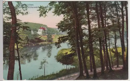 (100770) AK Saarbrücken, Deutsch-Mühlenweiher mit Forsthaus, vor 1945