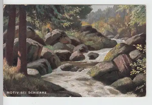 (99980) Künstler AK Motiv bei Schierke, Harz, Waldbach, Steine 1927