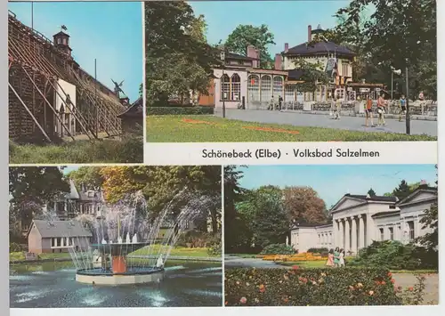 (99146) AK Schönebeck (Elbe), Volksbad Salzelmen, Mehrbildkarte, 1976