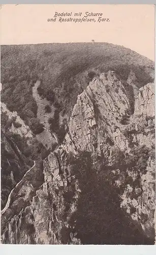 (98597) AK Bodetal mit Schurre und Rosstrappfelsen, 1929