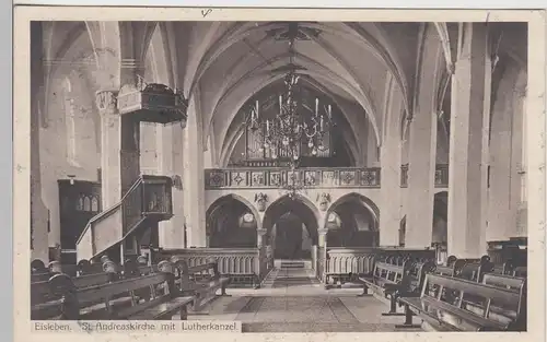 (96983) AK Eisleben, St. Andreaskirche, Inneres mit Lutherkanzel, 1917