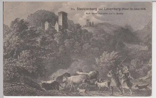 (95408) AK Stecklenburg u. Lauenburg i.J. 1838, Stahlstich vor 1945