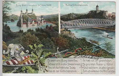(93267) AK Halle, Saale, Burg Giebichenstein um 1400, Karte 1913