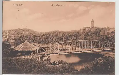 (93264) AK Halle, Saale, Burg Giebichenstein, Kröllwitzer Brücke 1909