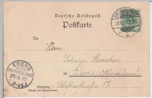 (93167) Künstler AK Gruß aus Halberstadt, Dom, Kreuzgang 1897