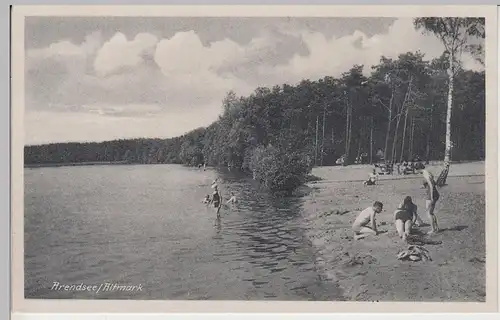 (93137) AK Arendsee, Altmark, Badegäste am See, vor 1945