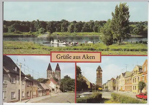 (91923) AK Aken, Mehrbildkarte, 1989