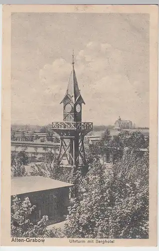 (90895) AK Altengrabow, Uhrturm mit Berghotel, Feldpost 1917