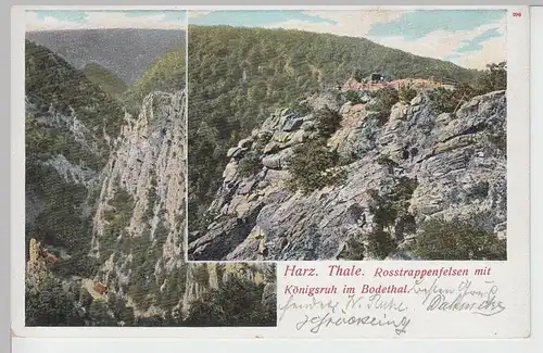 (90363) AK Thale i. Harz, Roßtrappenfelsen m. Königsruh, 1904