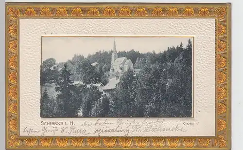 (90362) AK Schierke im Harz, Kirche, Prägekarte im Rahmen, 1904