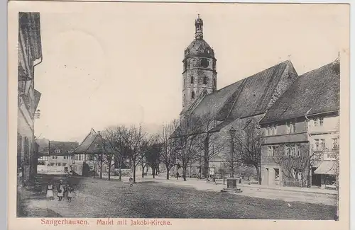 (90323) AK Sangerhausen, Markt mit Jakobi-Kirche, Feldpost 1915