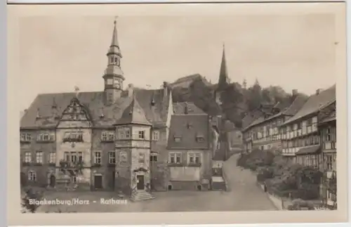 (8972) Foto AK Blankenburg, Harz, Rathaus 1955